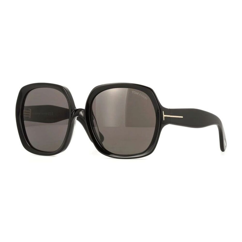 Tom Ford Sunglasses Square Full Rim, Shiny Black Frame and Smoke Lens FT122101A